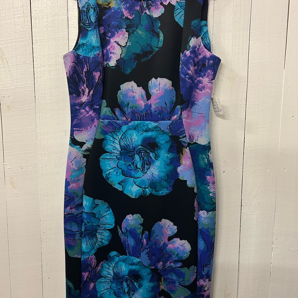 Calvin Klein Blue and Purple Sheath Midi Dress size 12